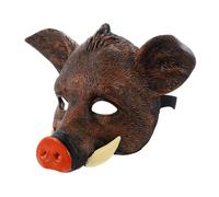 Yardwe Maschera Cinghiale Halloween in PU Resistente per Cosplay e Feste Mascherate Design Animale Selvatico Marrone per Adulti Accessorio Carnevale e Party