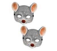 Yardwe Maschera da Ratto a Mezza Faccia in Schiuma Pu 3d Realistica Set da 2 Pezzi Maschera di Carnevale Animale e Adulti Accessorio per Halloween Cosplay