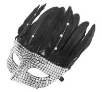 Yardwe Maschera per Feste in Piume con Brillanti Nera, Effetto Decorativo Eccellente, Comoda da Indossare, per Festival e Feste Cosplay Donna