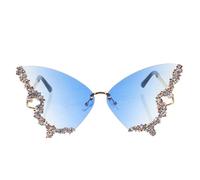 Yardwe Occhiali da Sole a Farfalla senza Montatura Donna, Resina e Metallo | Stile Retrò e Moda, Protezione Occhi Anti-uv, Leggeri e Portatili, per Vita Quotidiana e Foto