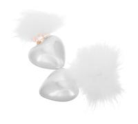 Yardwe Orecchini Pendenti Donna con Palline di Pelo e Perla Finta a Forma di Cuore Gioielli Originali per la Festa degli Innamorati Accessori Moda Versatili per Ogni Occasione