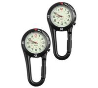 Yardwe Orologio da Tasca con Moschettone, Quadrante Fluorescente, Acciaio Inossidabile, 2 Pezzi, per Arrampicata e Uso Notturno