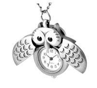 Yardwe Orologio Taschino Vintage Civetta Argento con Design Creativo Mezzaluna Regalo Originale per Amici e Famiglia Resistente e Facile da Leggere