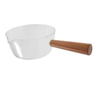 Yardwe Pentola Piccola in Vetro Manico in Legno Marrone, Facile da Pulire e Maneggiare, per Latte e Zuppa in Cucina Domestica