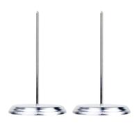 Yardwe Porta Scontrini per Ristorante in Metallo Argento Asta Spessa Singola e Base Rotonda, Supporto Biglietti per Ufficio e Cucina, Confezione da 2 Pezzi