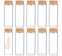 Yardwe Provette in Vetro Borosilicato 10 Pezzi Tappo Sughero per Reagenti e Conservazione di Polveri Essiccate, Compatte e Trasparenti, per Uso Laboratorio e Analisi 3X8 CM