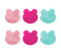 Yardwe Pulitore Pennelli Trucco in Silicone Riutilizzabile con Spugna Doppia Faccia Testurizzata, Compatto e Pratico, Set da 6 Pezzi per Viaggio e Uso Quotidiano