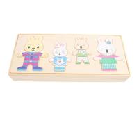 Yardwe Puzzle di Animali in Legno per Giocattolo Educativo Creativo per Sviluppare Coordinazione Occhio-Mano e Creatività Set Puzzle di Legno Coniglietto Vestibile a Colori Vivaci