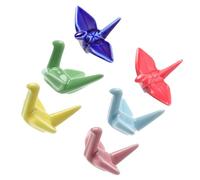 Yardwe Reggi Bacchette in Ceramica, Set da 6 Pezzi, Gru Origami | Bacchette Riutilizzabili e Cucchiai, Finitura Liscia, Tavola Giapponese, Tea Time, Decorazione Elegante