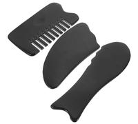 Yardwe Set 3 Pezzi Raschietti Gua Sha in Corno di Bue per Massaggio Muscolare Forme Triangolare e Pesce, Strumento Professionale per Alleviare Fatica e Migliorare Circolazione