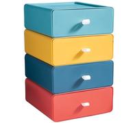 Yardwe Set 4 Cassetti Portaoggetti Impilabili in Pp Ecocompatibile, Mobiletto da Scrivania Salvaspazio Cassetti, Organizer per Ufficio e Casa per Cancelleria e Piccoli Oggetti