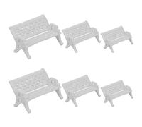Yardwe Set 6 Pezzi Mini Mobili da Giardino in Pp Bianco, Mini Panchina da Esterno Design Realistico, Decorazione per Casa e Tavolo da Sabbia