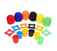 Yardwe Set Accessori Per Microfono 18 Pezzi Protezioni in Spugna Colorate, Anelli Antiscivolo, Manicotti Inferiori in Silicone Per Uso in Conferenze, Spettacoli e Interviste