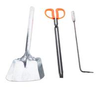 Yardwe Set Attrezzi per Caminetto 3 Pezzi in Ferro Resistente, Pala per Carbone Compatta, Pinza per Braciere e Attizzatoio per Uso Domestico e Barbecue, Accessori per Stufa e Stufa