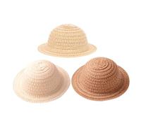 Yardwe Set Da 3 Mini Cappelli Da Costruzione in Paglia Intrecciata, Accessori Per Bambole e Decorazioni Artigianali, Cappelli Piccoli e Leggeri Per Foto e Giochi Creativi