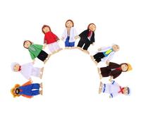 Yardwe Set di 9 pezzi di casa delle bambole in legno per famiglie, mini figure di persone pieghevoli, gioco di finzione, bambole snodabili, action figure educative per bambini piccoli, giocattoli per