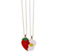 Yardwe Set di Collane Ciondolo a Cuore Diviso in Lega di Zinco Smaltata Gioielli per Donne Collane di Coppia Abbinate per Maglioni Design Fragola e Forma Ovale Set di 2 Pezzi
