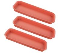 Yardwe Sottovasi per Piante Rettangolari in Plastica 3 Pezzi, Vaschette di Raccolta Acqua 40 CM per Fioriere da Interno e Esterno, Colore Mattone Resistente