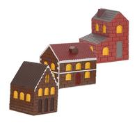 Yardwe Statuetta a forma di casa delle fate, 3 pezzi: statuette in miniatura per casette, villaggio natalizio in miniatura, accessorio per decorazioni da giardino per esterni, terrario bonsai fai da