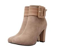 Yardwe Stivaletti Donna Invernali con Tacco Grosso e Punta Affusolata Design Classico e Caldo per Autunno Eleganti e Comodi da Indossare Tutta la Giornata Colore Pesca