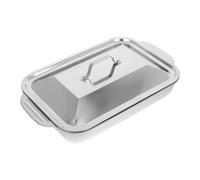 Yardwe Teglia da Forno Rettangolare in Acciaio Inox per Arrostire Design Profondo e Coperchio, Facile da Mantenere, per Cucina Domestica e Barbecue All'aperto