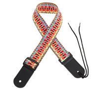 Yardwe Tracolla per Ukulele Lunghezza Regolabile, Comoda da Indossare in Cotone e Pelle Vera Stile Etnico per Performance Musicali
