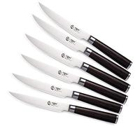 YARENH Set Premium di coltelli da carne 6 pezzi,Coltelli da Bistecca in Acciaio Tedesco con Lama da 12.5cm,Coltello da tavola,affilatura del Rasoio, Protezione dalla ruggine