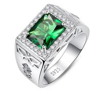Yaresul 8 x 10 mm vintage smeraldo anelli da uomo in argento Sterling 925 fasce da uomo con pavé di zirconia cubica bianca anello cocktail anello uomo cool anelli da uomo anello di fidanzamento 12 mm