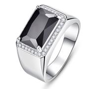 Yaresul Anelli da uomo con zaffiro blu creato 7 ct 8 x 12 mm taglio rettangolare anello da uomo argento sterling 925 anelli da uomo con zirconia cubica bianca fede di fidanzamento taglia 5-14, Argento