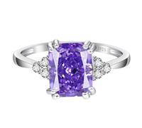 Yaresul Anello da donna 5,3 carati, taglio brillante, viola, in argento Sterling 925, ametista, anello di fidanzamento, febbraio, matrimonio, San Valentino, anniversario, fidanzata, Argento sterling