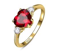 Yaresul Anello da donna con rubino creato da 2,25 carati, in argento Sterling 925, con granato, a forma di cuore, anello di promessa per lei, anello di fidanzamento, compleanno, anniversario, San