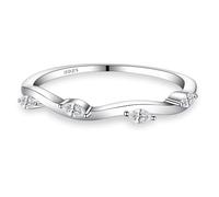 Yaresul Moissanite Anello nuziale in argento Sterling S925, da donna, eternità, fidanzamento, anniversario, intrecciato, in salice, moissanite, colore D, purezza VVSI, anello con diamante, misura 5-9