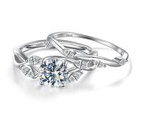 Yaresul Moissanite Fede nuziale Half Eternity in argento Sterling 925 colore D VVSI purezza imitazione diamante anello moissanite anello di fidanzamento anniversario impilabile per donne taglia 5-9, 6