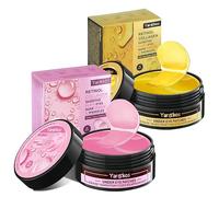 Yargkos 2 x 60 toppe sotto gli occhi, oro 24 K e rosa, 30 paia di maschere sotto gli occhi per donne, trattamento per occhiaie e borse gonfie