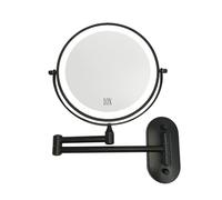 Yarhom Specchio ingranditore cosmetico con luci a LED, ingrandimento Fronte-Retro 1X/10X, Specchio Ricaricabile da Parete per Il Bagno per la rasatura del Trucco (Nero,Ingrandimento 10X)