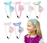 YARIEW 6 fasce per capelli a coda di sirena per ragazze, accessori per capelli con paillettes glitterate, coda di sirena, stella marina, decorazioni per feste e regali (set 1)