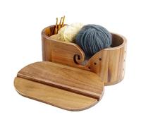 Yarn Bowl With Lid - 27.5x14x12.2cm Wooden Yarn Storage Bowl, Handmade Thread Holder Gear | Lidded Yarns Bowls For Quilting Knitting Weaving Crocheting Threading Handcrafting Home Studio Use