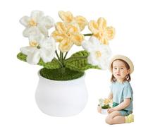-Yarn Fiori -Interno - Girasoli fatti a mano E Arte in vaso a maglia, Fiori all'uncinetto realistici sono consigliati come ingressi interni e regali | Stile giardino lavorato a maglia