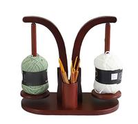 Yarn Holder - 27.99 Inch Wooden Yarn Dispenser with Spinner Spindle for Tangle-Free Use, Smooth Rotation with Thread Control Function, Knitting Holder for Crochet Craft Home Studio, Natural Wood