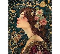 YarnAdventures 11CT Embroidery Cross Stitch Kit,Donna retrò europea e fiori,Kit Punto Croce Prestampato Completo Stampati Prestampati Schemi per Principianti,40x50cm
