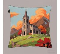 YarnAdventures 11CT Kit Cuscino Punto Croce,Chiesa nella foresta,Fai Da Te Fodera Per Cuscino Kit Punto Croce Prestampato,Decoración navideña para el hogar,45x45cm