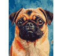 YarnAdventures Animale Cane Dipingi con i Numeri con Tela,Carlino,Kit per dipingere con i numeri per bambini e adulti,Decora la casa Regalo,40x50cm senza cornice