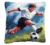 YarnAdventures Kit Gancio Di Chiusura,ragazzino che gioca a calcio,Fai Da Te Cuscino Ricamato Del Cuscino,Crochet Kit per Adulti Bambini Principianti,43x43cm