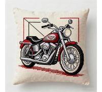 YarnAdventures Kit Per Cuscino Ricamato,Moto retrò,11CT Kit Cuscino Punto Croce Prestampato,Creativi DIY Casa Decor Hobby Adulti Cross Stitch,18x18in
