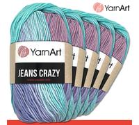 YarnArt 5x 50g Jeans Crazy Lana Con Gradiente Cotone & Poliacrilico 22 Colori