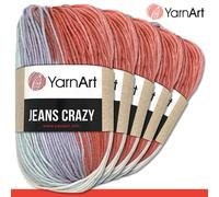 YarnArt 5x 50g Jeans Crazy Lana Con Gradiente Cotone & Poliacrilico 22 Colori