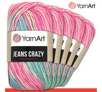 YarnArt 5x 50g Jeans Crazy Lana Con Gradiente Cotone & Poliacrilico 22 Colori