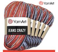 YarnArt 5x 50g Jeans Crazy Lana Con Gradiente Cotone & Poliacrilico 22 Colori