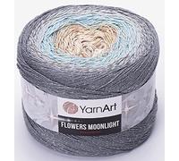 YarnArt - Filato di cotone glitterato con motivo floreale, 260 g, 1000 m, filato sportivo, uncinetto arcobaleno, rete metallica lurex, multicolore cotone, uncinetto arcobaleno (3268)