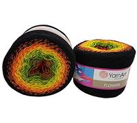 YarnArt Flowers - Gomitolo di lana da 500 g, 55% cotone, multicolore (nero, arancione, giallo, 267)